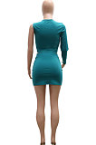 Black Women Sexy Spliced Single Sleeve Round Collar Tops Skirts Sets YF9243-3