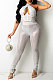 White Sexy Halter Neck Sleeveless Solid Color Sequins Hollow Out Backless Bodycon Split Pants Sets YF9278-2