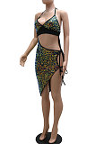 White Women Irregular Halter Neck Strapless Sexy Mid Waist Pure Color Club Sequins Dew Waist Mini Dress YF9256-2