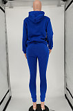 Red Women Long Sleeve Pure Color Printing Casual Pants Sets SMY81115-1