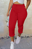 Gray Sport Casual Solid Color Drawsting Ankle Banded Pants BBN205-3
