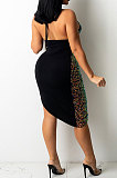 White Women Irregular Halter Neck Strapless Sexy Mid Waist Pure Color Club Sequins Dew Waist Mini Dress YF9256-2
