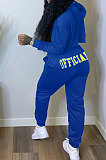 Black Women Long Sleeve Hooded Printing Long Pants Sets SMY81114-1