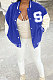 Dark Blue Autumn Winter Women Euramerican Fashion Cardigan Printing Ribber Coat SMY81116-2