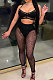 Black Mesh Spaghetti Sexy Condole Belt Tank Solid Color Sleeveless Pants Sets With Underwear YF9268
