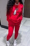 Blue Women Long Sleeve Pure Color Printing Casual Pants Sets SMY81115-2