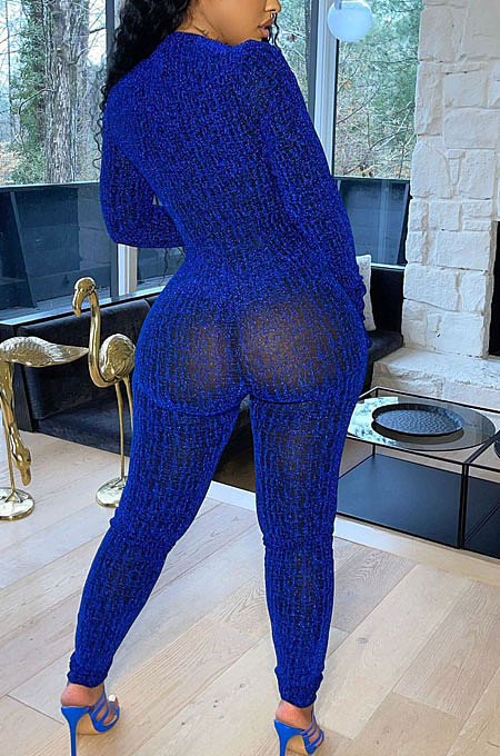 WHOLESALE | Black Autumn Winter Mesh Long Sleeve Zip Front Slim Fitting Jumpsuits ALS266-3