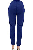 Blue Casual Letter Print Drawsting Sweat Pants CYY00030