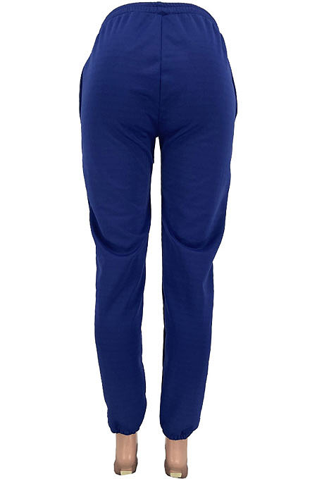 Blue Casual Letter Print Drawsting Sweat Pants CYY00030