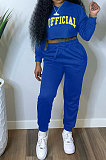 Black Women Long Sleeve Hooded Printing Long Pants Sets SMY81114-1
