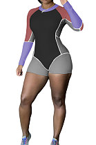 Black Positioning Printing Contrast Color Milk Silk Sexy Mid Waist Tight Romper Shorts YY5300-2