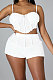 White Women Sleeveless Strapless Tank Pure Color Sport Sexy Condole Belt Shorts Sets YF9248-1