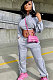 Gray Euramerican Trendy Solid Color Autumn Winter Loose Crop Hooded Tassel Pocket Pants Sets AYM5038-1