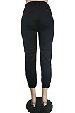Gray Sport Casual Solid Color Drawsting Ankle Banded Pants BBN205-3