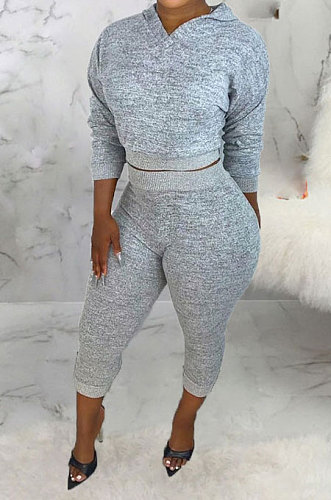 Red Women Hooded Pure Color Casual Bodycon Pants Sets ABL6695-2