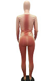 Blue Women Euramerican Fashion Sexy Bodycon Round Collar Printing Pants Sets MR2122-4