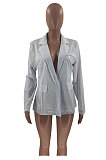  White Fashion Club Long Sleeve Lapel Collar Suits Coat LM88817