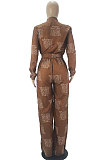 White Women Casual Loose Fashion Long Sleeve Casual Jumpsuit With Waistband SDD9802-3