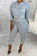 Gray Women Hooded Pure Color Casual Bodycon Pants Sets ABL6695-1