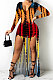 Red Cotton Blend Print Long Sleeve V Neck Zip Back Slim Fitting Slit Jumpsuits JH275-1