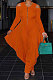 Orange Modest  Newest Long Sleeve Off Shoulder Zip Front Loose Solid Color Jumpsuits AMX6057-1