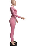 Pink Wholesale Velvet Long Sleeve With Pocket Zip Coat Pencil Pants Sport Sets LML268-2