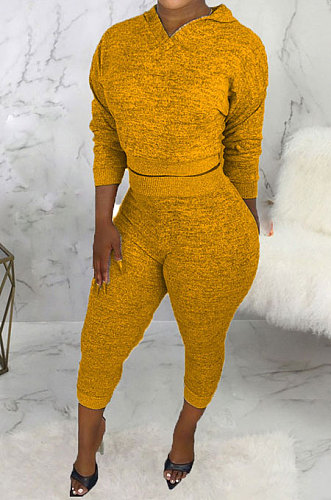 Gray Women Hooded Pure Color Casual Bodycon Pants Sets ABL6695-1