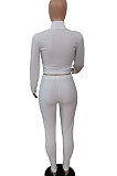 Black Women Fashion Pure Color Ribber Long Sleeve Pants Sets YSH86270-2