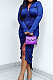 Blue Simple New Ruffle Long Sleeve Lapel Neck Single-Breasted Shirt Derss LM88818