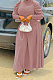 Pink Women Fashion Casual Tight Solid Color High Collar Pullover Collect Waist Puff Sleeve Long Dress MR2124-2
