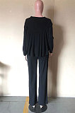 Wine Red Fashion Wholesale Long Sleeve Irregularity Tops Wide Leg Pants Slim Fitting Sets D8454-1