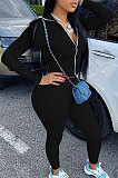 Red Autumn Winter Newest Long Sleeve Zip Front Coat Pencil Pants Sport Sets KY3096-4
