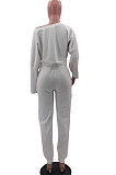 White Cotton Blend A Wrod Shoulder Long Sleeve T Shirts Sweat Pants Sets HHM6528-1