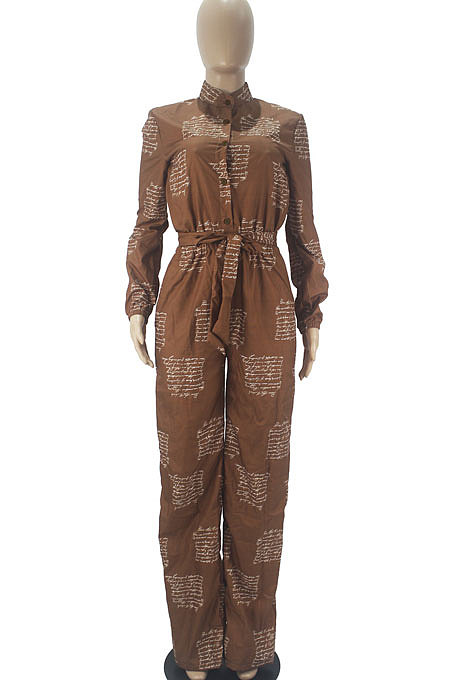 White Women Casual Loose Fashion Long Sleeve Casual Jumpsuit With Waistband SDD9802-3
