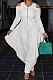 White Modest  Newest Long Sleeve Off Shoulder Zip Front Loose Solid Color Jumpsuits AMX6057-3