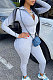 Light Gray Autumn Winter Newest Long Sleeve Zip Front Coat Pencil Pants Sport Sets KY3096-1
