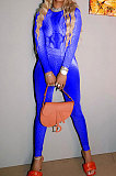 Orange Women Euramerican Fashion Sexy Bodycon Round Collar Printing Pants Sets MR2122-2