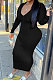 Black Wholesale Autumn Winter Long Sleeve Zip Front Slim Fitting Long Dress E8615-1