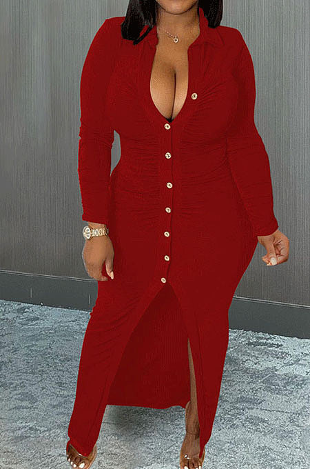 Black Wholesale Velvet Long Sleeve Lapel Neck Single-Breasted Ruffle Shirt Dress MTY6579-1