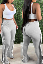 Gray Casual Cute Side Strip Elastic Force Pants MD444-1
