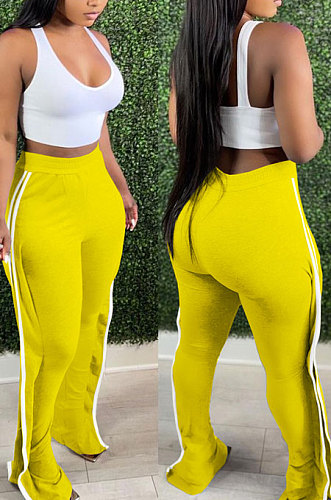 Yellow Casual Cute Side Strip Elastic Force Pants MD444-2
