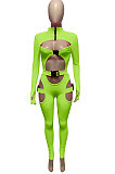 Black Women Sexy Club Wear Buckle Pure Color Zipper Bodycon Jumpsuits Q955-1