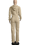Pink Casual Sport Long Sleeve Hoodie Wide Leg Pants Solid Color Loose Sets FH173-5