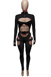 Neon Green Women Sexy Club Wear Buckle Pure Color Zipper Bodycon Jumpsuits Q955-6