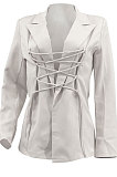 Green Fashion Simple Long Sleeve Lapel Neck Bandage Suits Coat MTY6589-3