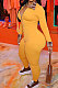 Orange Simple Newest Spliced Long Sleeve Zip Front  Collect Waist Bodycon Jumpsuits TK6199-2