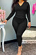 Black Wholesale Casual Long Sleeve Zip Front Hooded Coat Pencil Pants Sport Sets OH8091-2