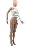 Black Personality Pure Color Single Sleeve Side Bandage Bodycon T-Shirts KY3098-1