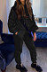 Black Casual Sport Long Sleeve Pocket Hoodie Sweat Pants Ruffle Solid Color Sets HG139-1