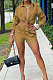 Brown Modest Pure Color Long Sleeve Lapel Neck Single-Breasted Shirts Shorts Sets N9304-1